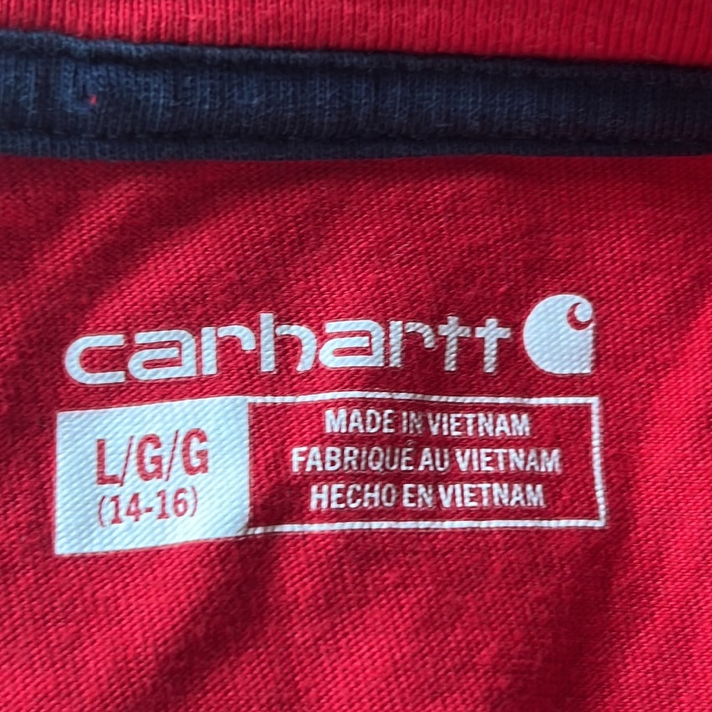 Carhartt Kid’s Red Short Sleeve Logo T-shirt Size‎ L (14-16) - Picture 3 of 5